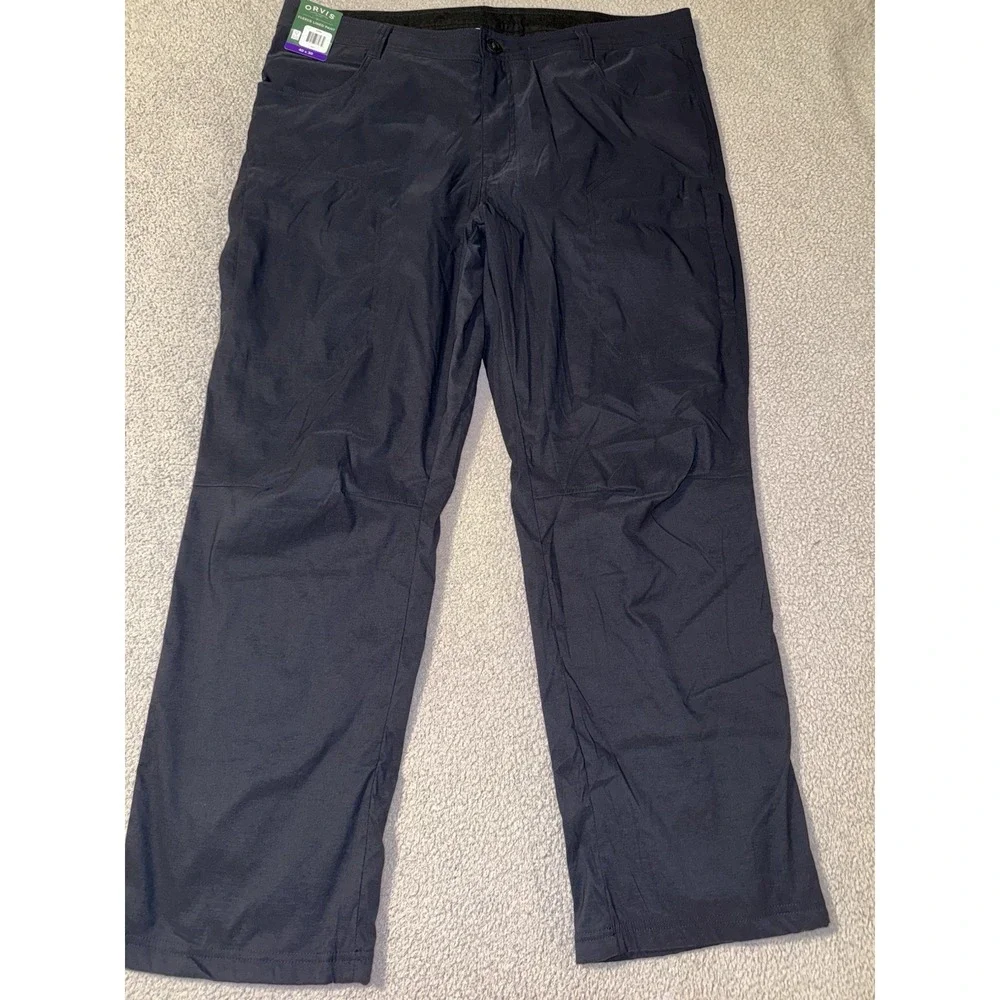ORVIS Fleece Lined Pants Black Stretch Men's Size 40x30 Fishing Water Repellent